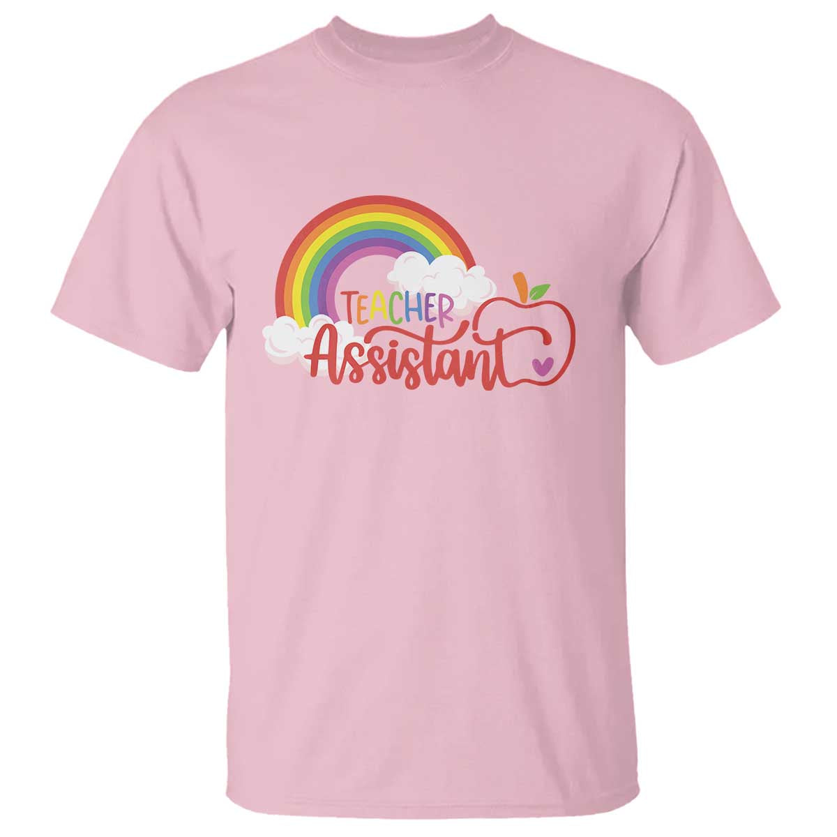 Teacher Assistant T Shirt Back To School Rainbow Apple Cloud - Wonder Print Shop