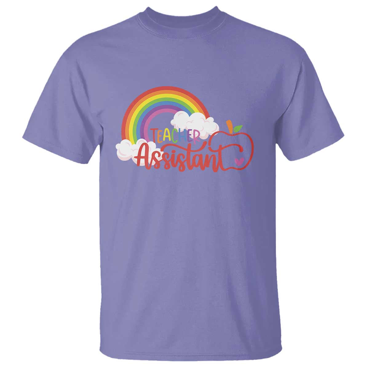Teacher Assistant T Shirt Back To School Rainbow Apple Cloud - Wonder Print Shop
