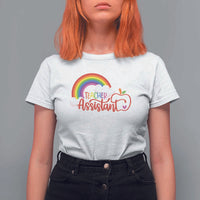 Teacher Assistant T Shirt For Women Back To School Rainbow Apple Cloud - Wonder Print Shop