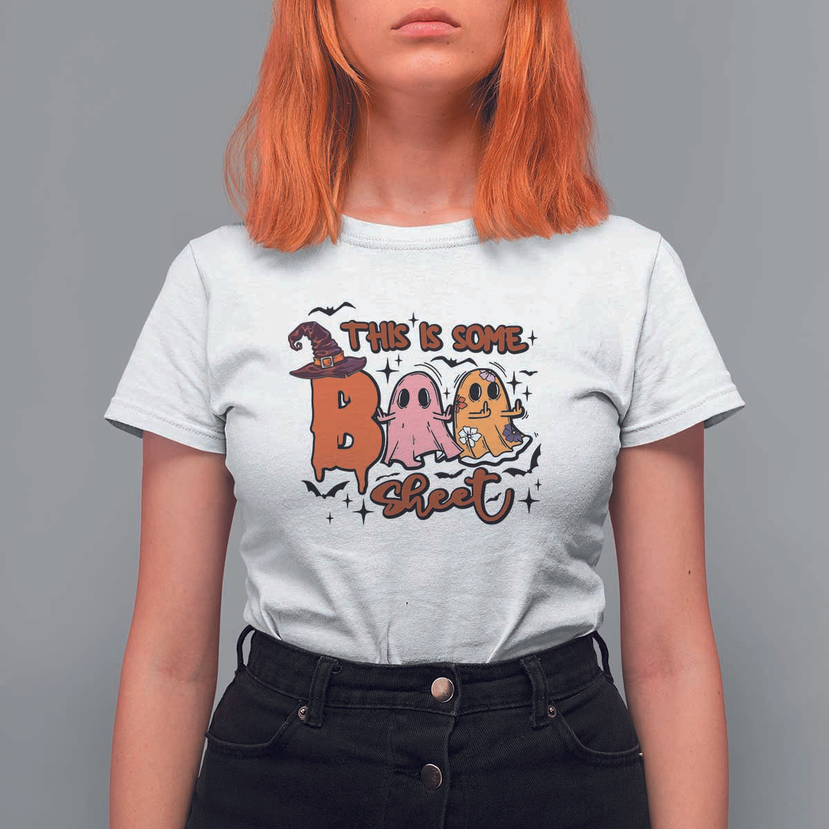 Funny This Is Some Boo Sheet T Shirt For Women Halloween Ghost Witch Hat - Wonder Print Shop