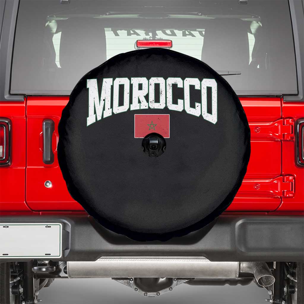 Morocco Football Throwback Design Vintage Moroccan Flag Jersey Style Spare Tire Cover