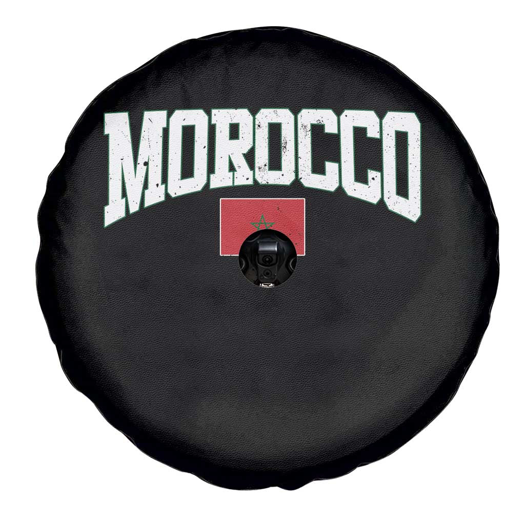 Morocco Football Throwback Design Vintage Moroccan Flag Jersey Style Spare Tire Cover