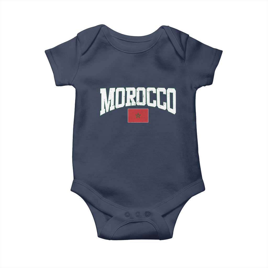 Morocco Football Throwback Design Vintage Moroccan Flag Jersey Style Baby Onesie