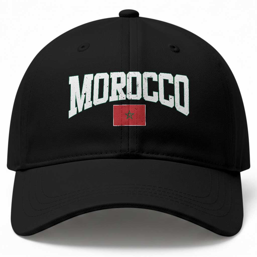 Morocco Football Throwback Design Vintage Moroccan Flag Jersey Style Baseball Cap