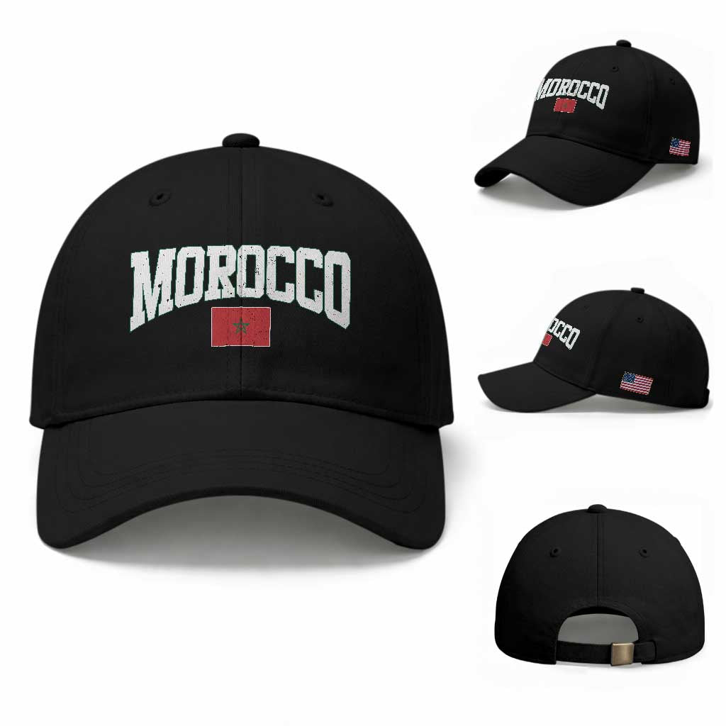 Morocco Football Throwback Design Vintage Moroccan Flag Jersey Style Baseball Cap