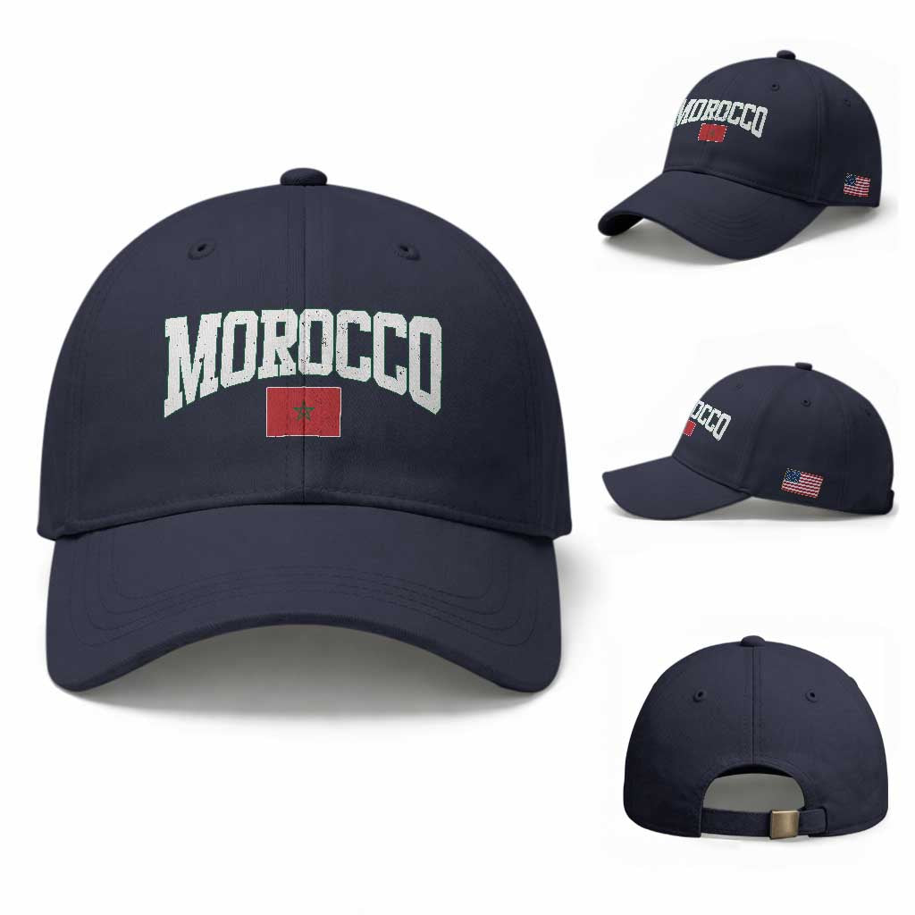 Morocco Football Throwback Design Vintage Moroccan Flag Jersey Style Baseball Cap