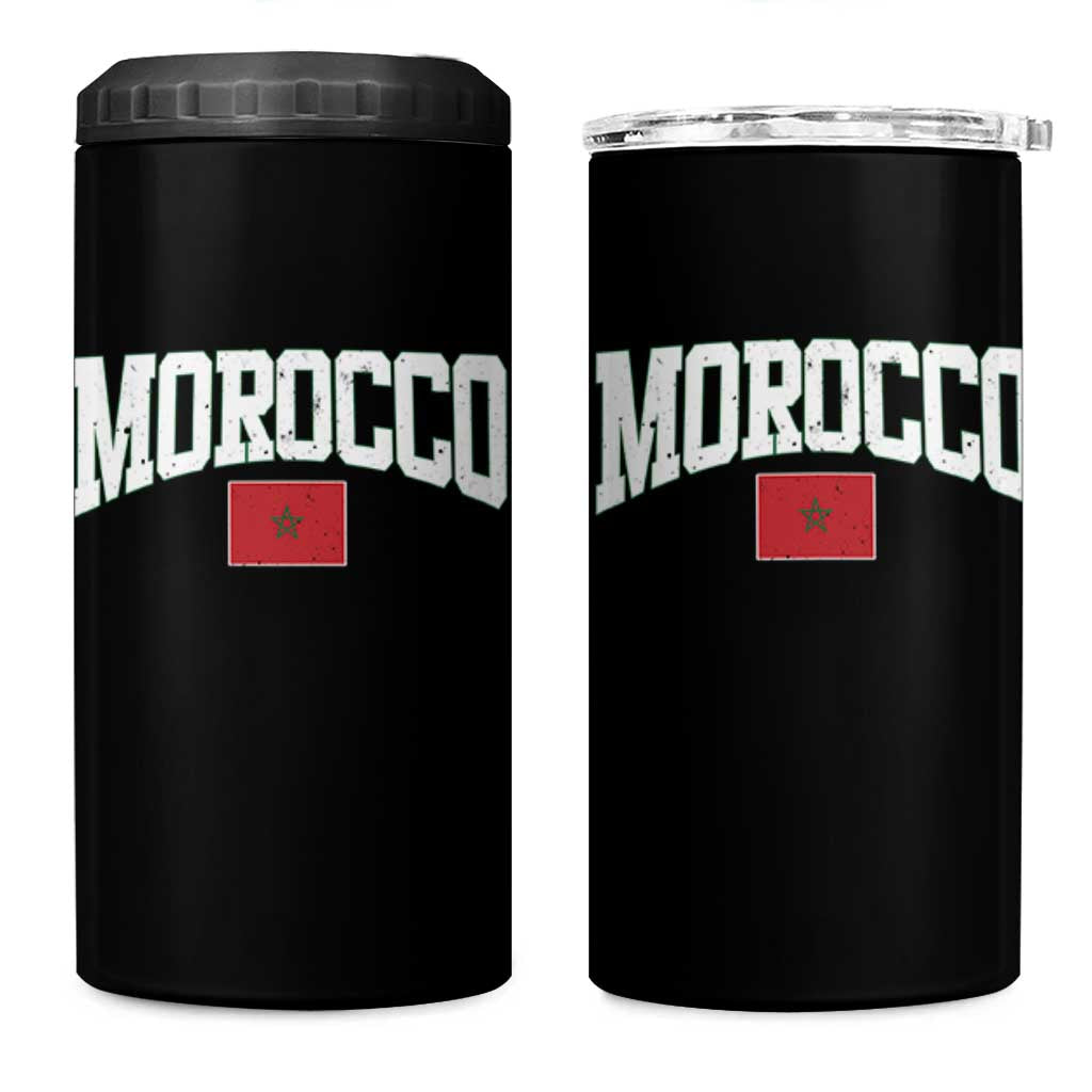 Morocco Football Throwback Design Vintage Moroccan Flag Jersey Style 4 in 1 Can Cooler Tumbler