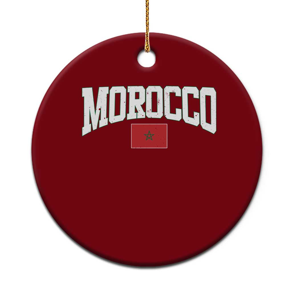 Morocco Football Throwback Design Vintage Moroccan Flag Jersey Style Ceramic Ornament