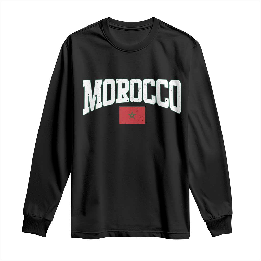 Morocco Football Throwback Design Vintage Moroccan Flag Jersey Style Long Sleeve Shirt
