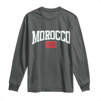 Morocco Football Throwback Design Vintage Moroccan Flag Jersey Style Long Sleeve Shirt