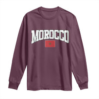 Morocco Football Throwback Design Vintage Moroccan Flag Jersey Style Long Sleeve Shirt