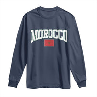 Morocco Football Throwback Design Vintage Moroccan Flag Jersey Style Long Sleeve Shirt