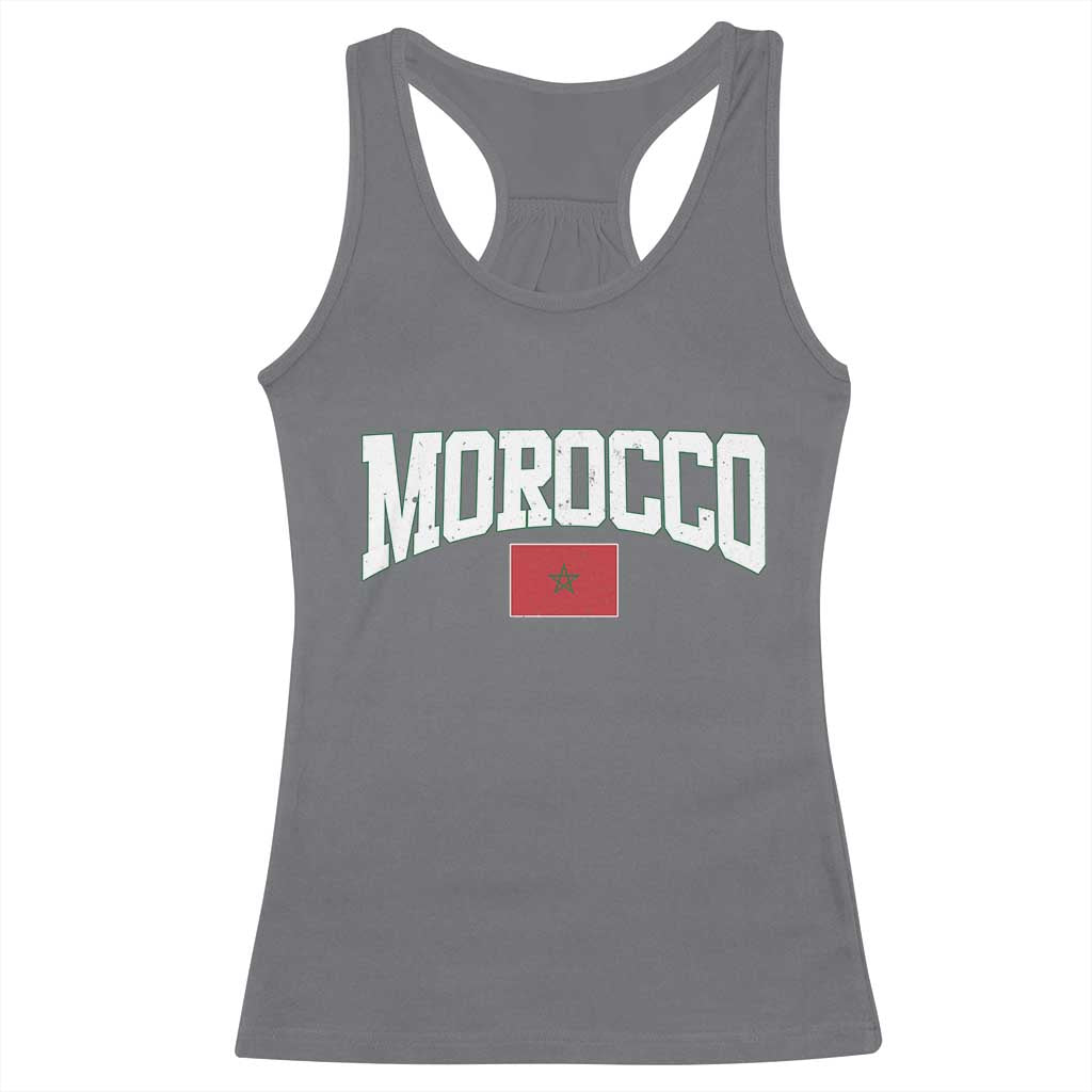 Morocco Football Throwback Design Vintage Moroccan Flag Jersey Style Racerback Tank Top