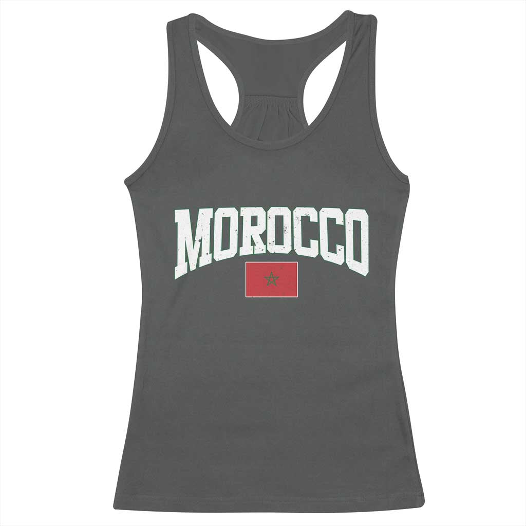 Morocco Football Throwback Design Vintage Moroccan Flag Jersey Style Racerback Tank Top