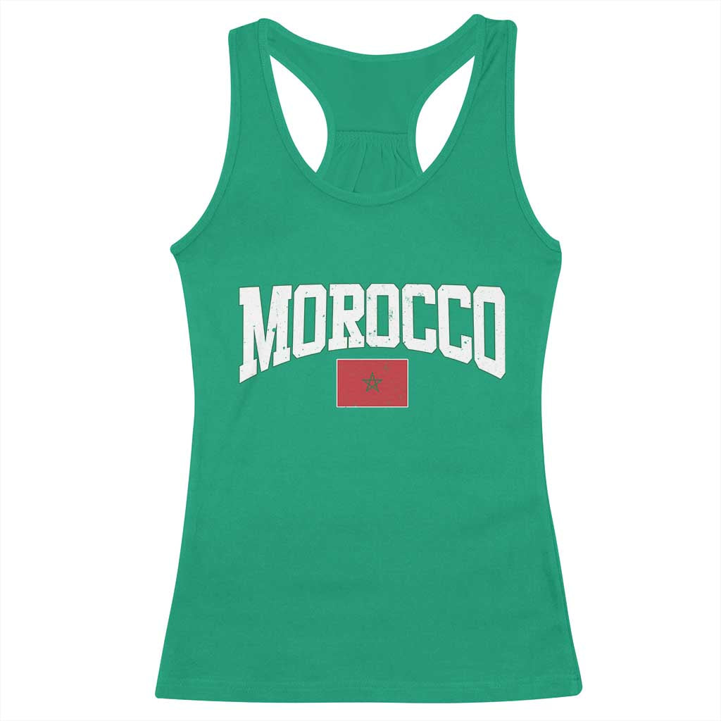 Morocco Football Throwback Design Vintage Moroccan Flag Jersey Style Racerback Tank Top