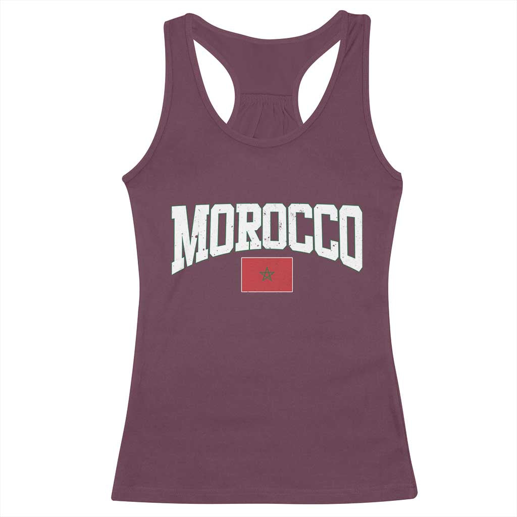 Morocco Football Throwback Design Vintage Moroccan Flag Jersey Style Racerback Tank Top
