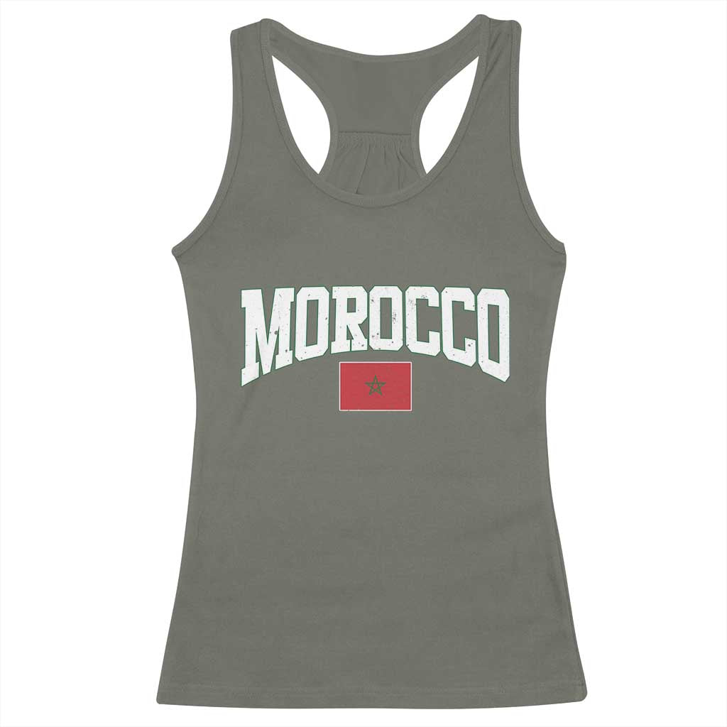 Morocco Football Throwback Design Vintage Moroccan Flag Jersey Style Racerback Tank Top