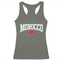 Morocco Football Throwback Design Vintage Moroccan Flag Jersey Style Racerback Tank Top