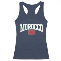 Morocco Football Throwback Design Vintage Moroccan Flag Jersey Style Racerback Tank Top