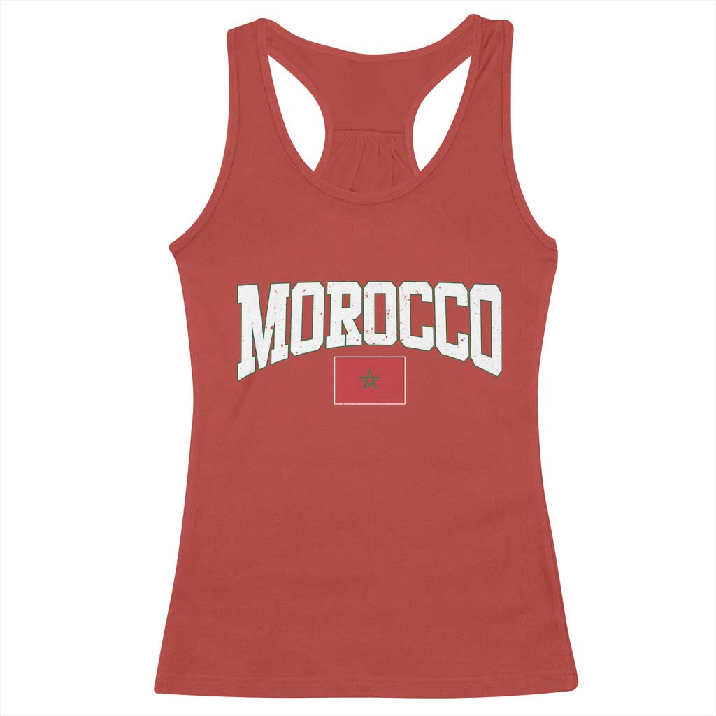 Morocco Football Throwback Design Vintage Moroccan Flag Jersey Style Racerback Tank Top