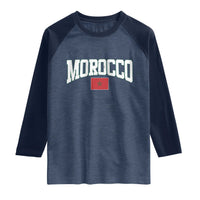 Morocco Football Throwback Design Vintage Moroccan Flag Jersey Style Raglan Shirt