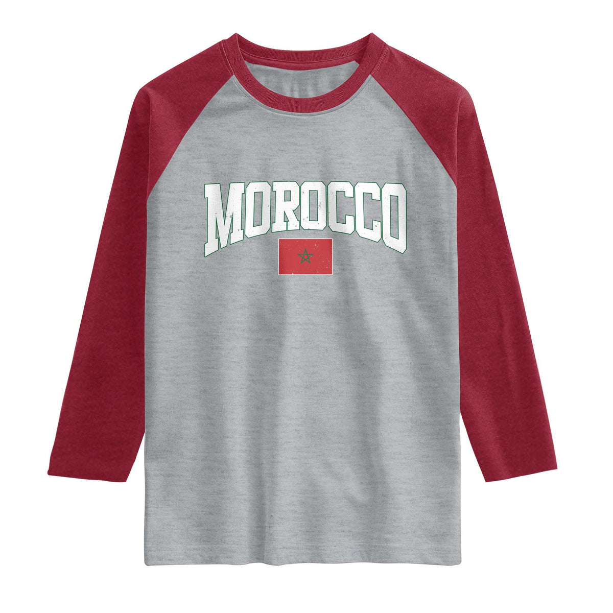 Morocco Football Throwback Design Vintage Moroccan Flag Jersey Style Raglan Shirt