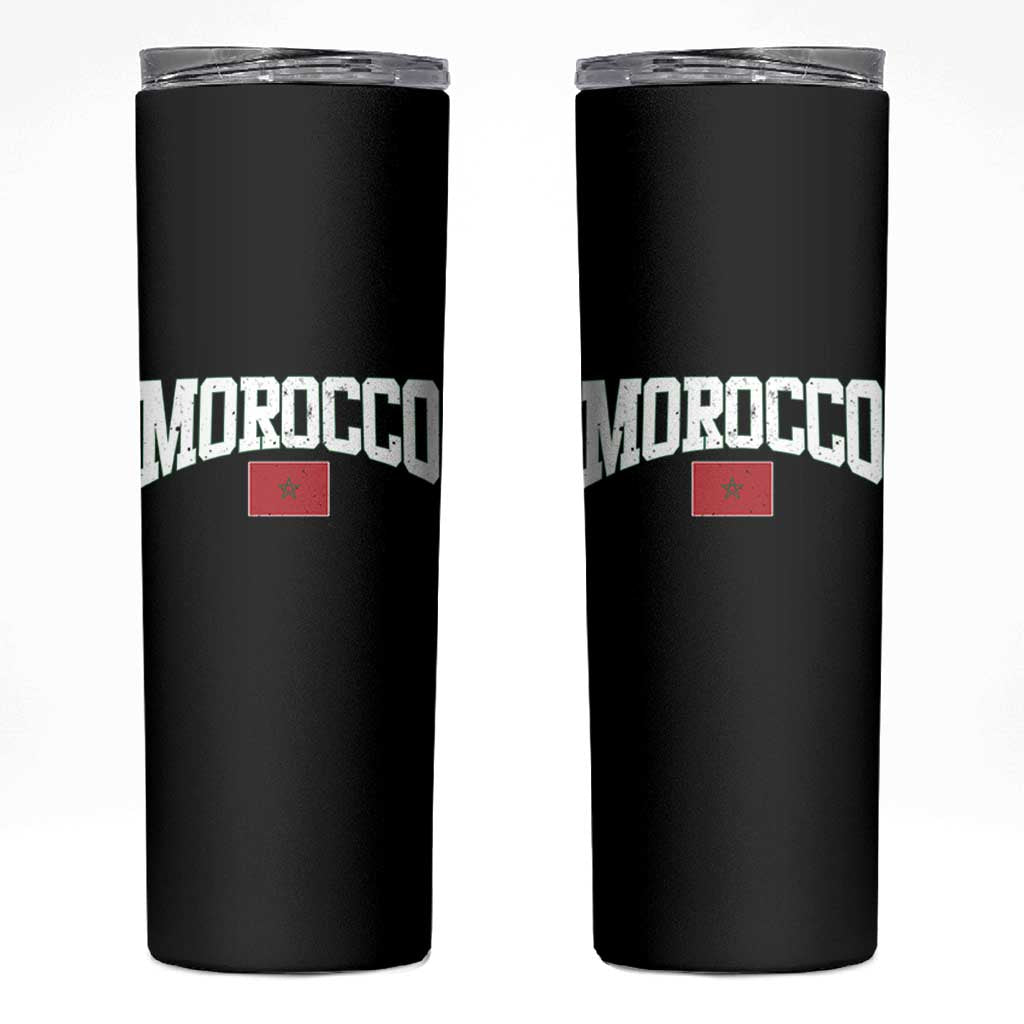 Morocco Football Throwback Design Vintage Moroccan Flag Jersey Style Skinny Tumbler