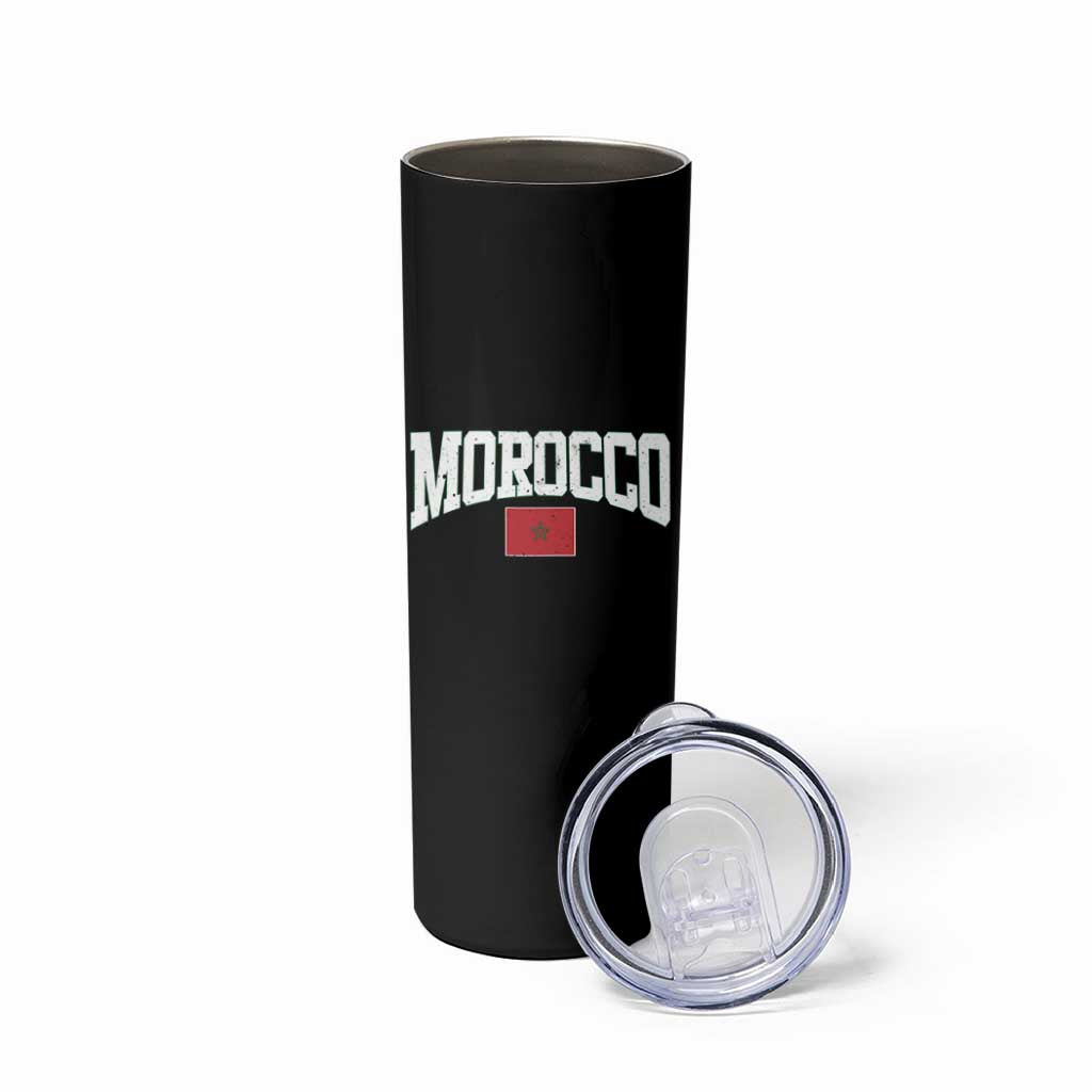 Morocco Football Throwback Design Vintage Moroccan Flag Jersey Style Skinny Tumbler