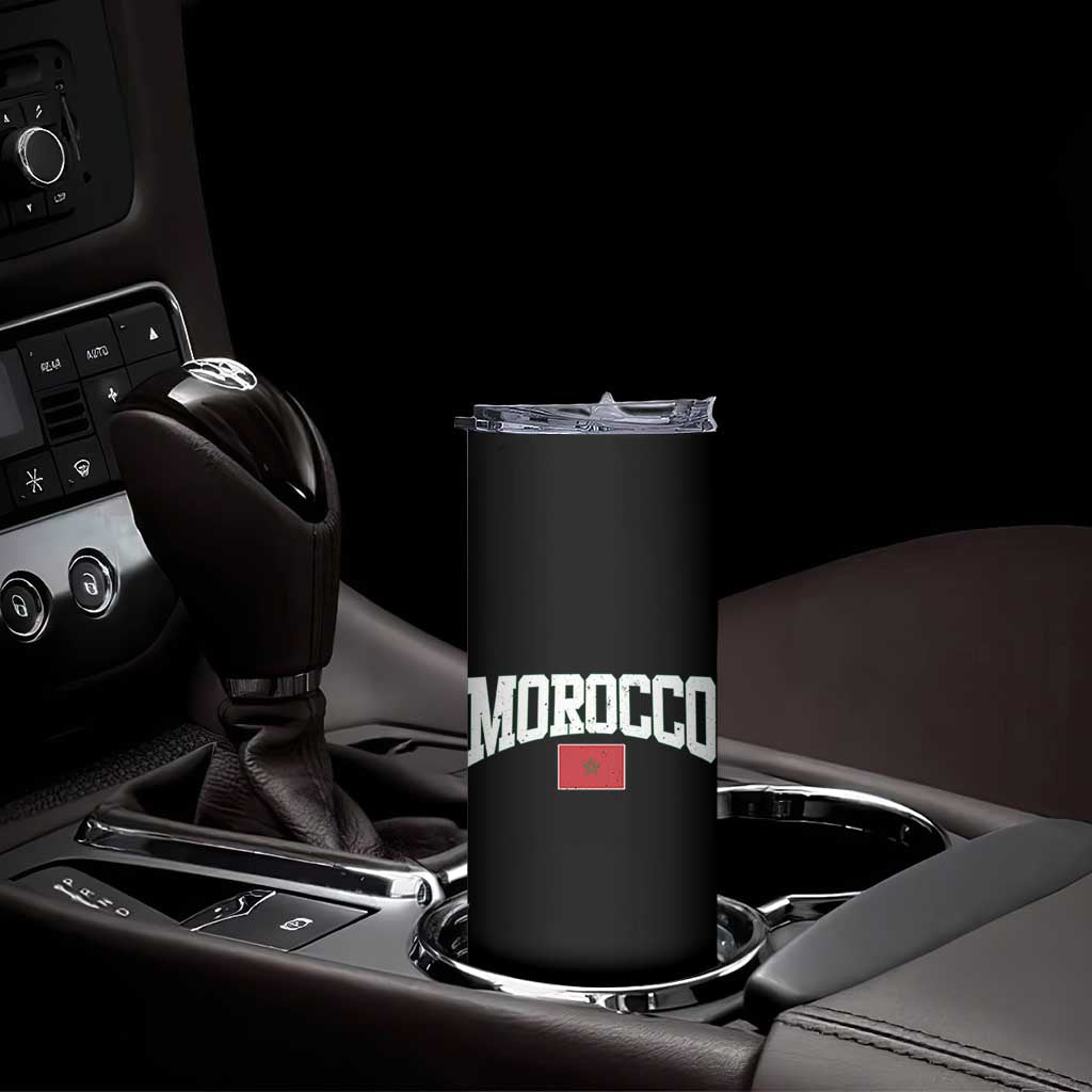 Morocco Football Throwback Design Vintage Moroccan Flag Jersey Style Skinny Tumbler