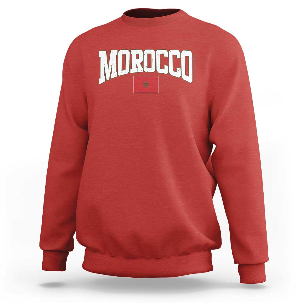 Morocco Football Throwback Design Vintage Moroccan Flag Jersey Style Sweatshirt
