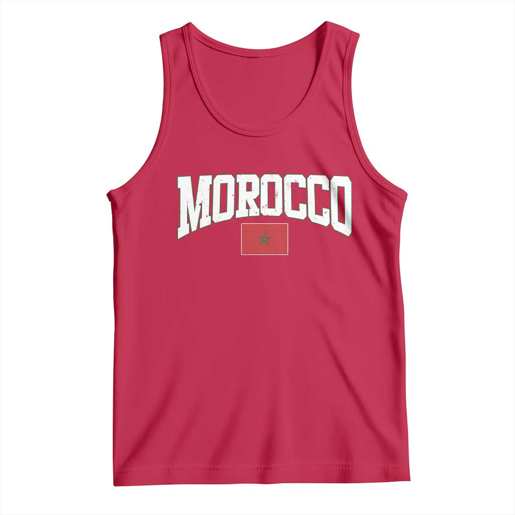 Morocco Football Throwback Design Vintage Moroccan Flag Jersey Style Tank Top