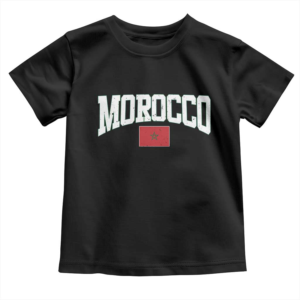 Morocco Football Throwback Design Vintage Moroccan Flag Jersey Style Toddler T Shirt