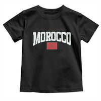 Morocco Football Throwback Design Vintage Moroccan Flag Jersey Style Toddler T Shirt