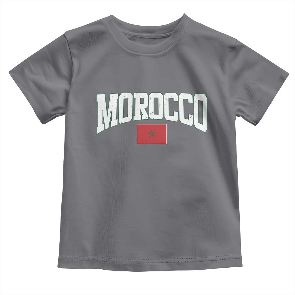 Morocco Football Throwback Design Vintage Moroccan Flag Jersey Style Toddler T Shirt
