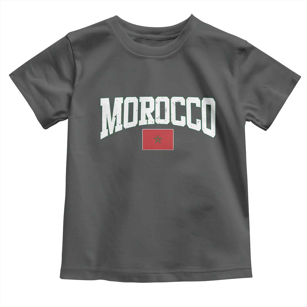 Morocco Football Throwback Design Vintage Moroccan Flag Jersey Style Toddler T Shirt