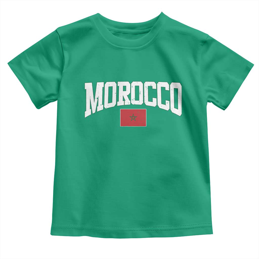 Morocco Football Throwback Design Vintage Moroccan Flag Jersey Style Toddler T Shirt