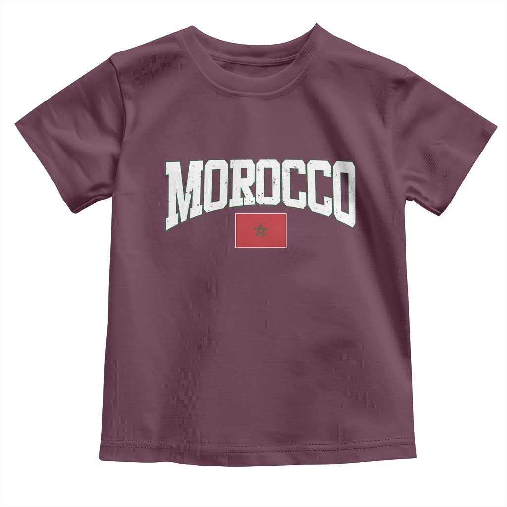 Morocco Football Throwback Design Vintage Moroccan Flag Jersey Style Toddler T Shirt