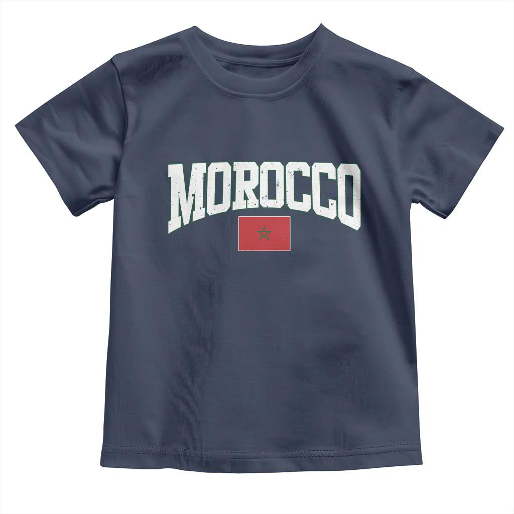 Morocco Football Throwback Design Vintage Moroccan Flag Jersey Style Toddler T Shirt