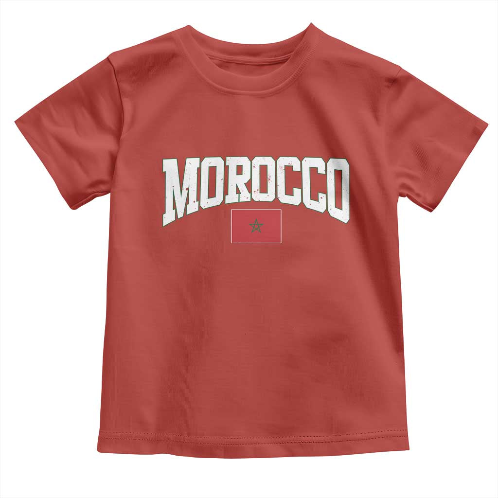 Morocco Football Throwback Design Vintage Moroccan Flag Jersey Style Toddler T Shirt