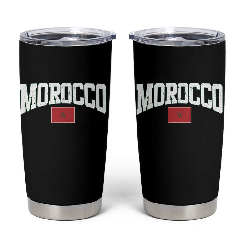 Morocco Football Throwback Design Vintage Moroccan Flag Jersey Style Tumbler Cup