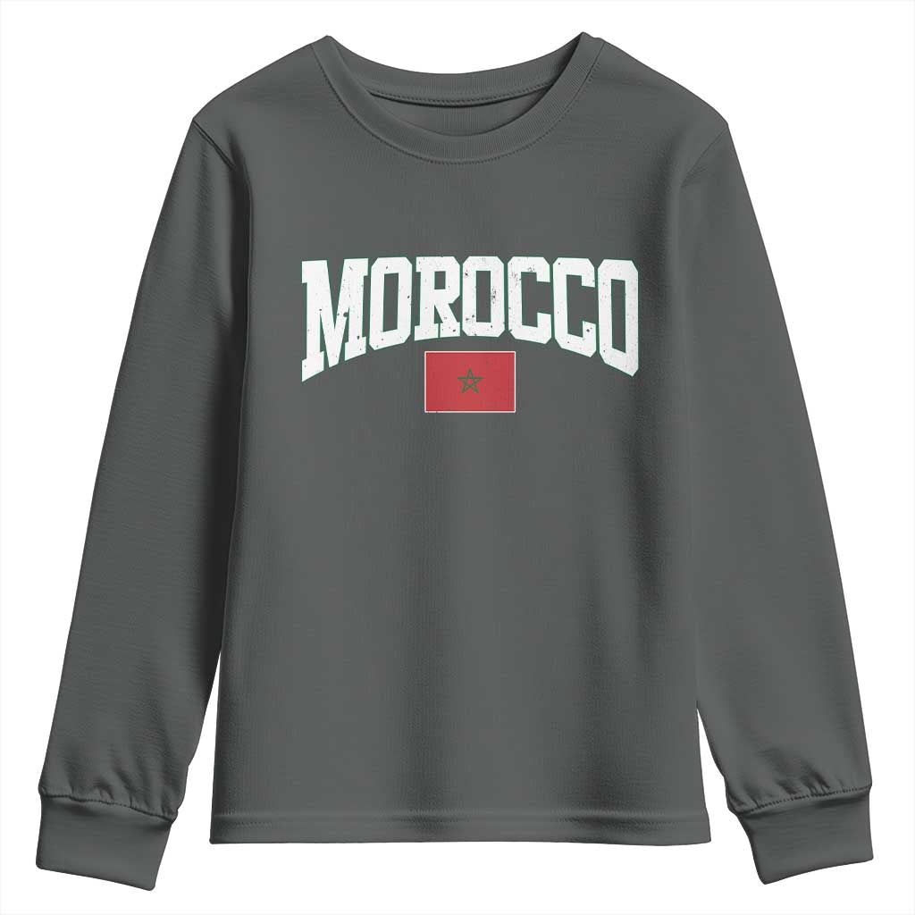 Morocco Football Throwback Design Vintage Moroccan Flag Jersey Style Youth Sweatshirt