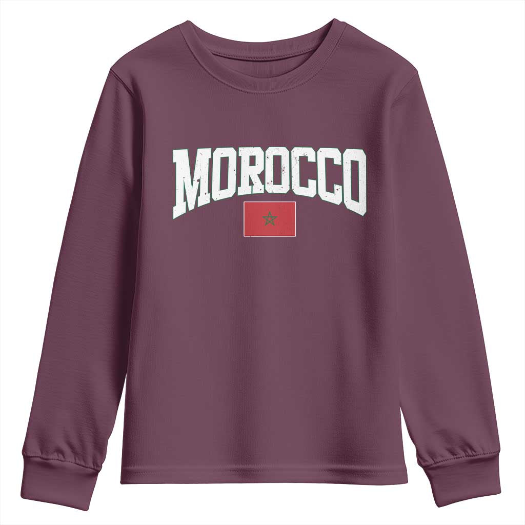 Morocco Football Throwback Design Vintage Moroccan Flag Jersey Style Youth Sweatshirt