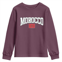 Morocco Football Throwback Design Vintage Moroccan Flag Jersey Style Youth Sweatshirt