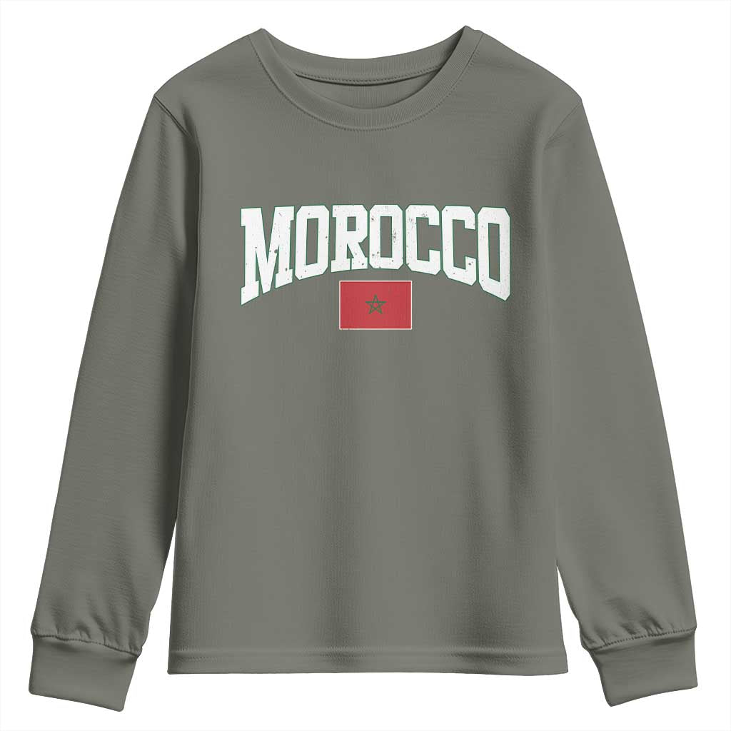 Morocco Football Throwback Design Vintage Moroccan Flag Jersey Style Youth Sweatshirt