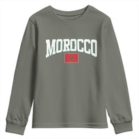 Morocco Football Throwback Design Vintage Moroccan Flag Jersey Style Youth Sweatshirt