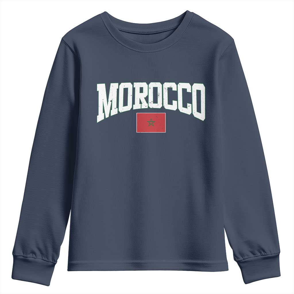 Morocco Football Throwback Design Vintage Moroccan Flag Jersey Style Youth Sweatshirt