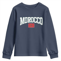 Morocco Football Throwback Design Vintage Moroccan Flag Jersey Style Youth Sweatshirt