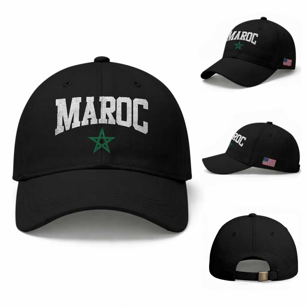 Morocco Maroc Pride Baseball Cap Moroccan Heritage Vintage Green Star