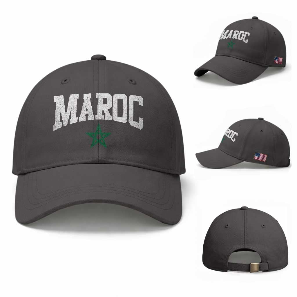 Morocco Maroc Pride Baseball Cap Moroccan Heritage Vintage Green Star