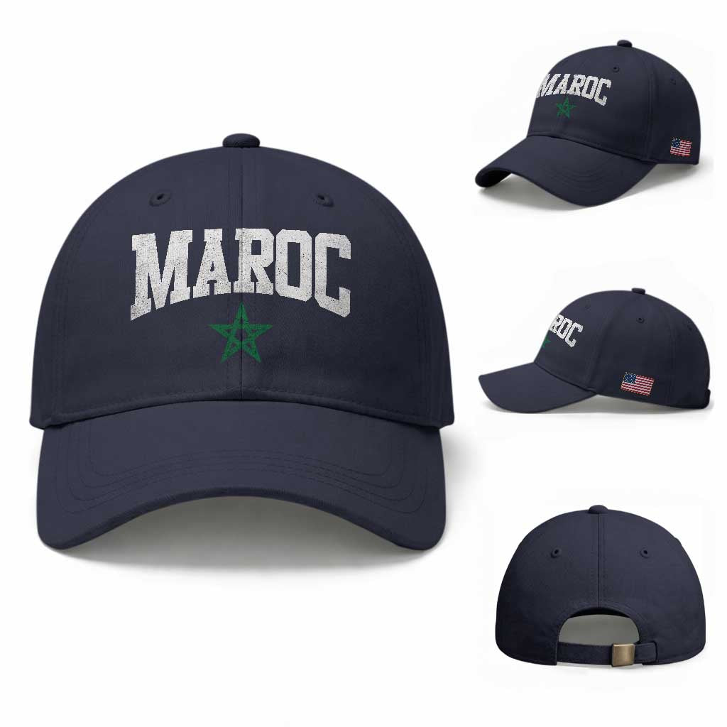 Morocco Maroc Pride Baseball Cap Moroccan Heritage Vintage Green Star